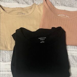 American Eagle Ribbed Knit Tops Trio